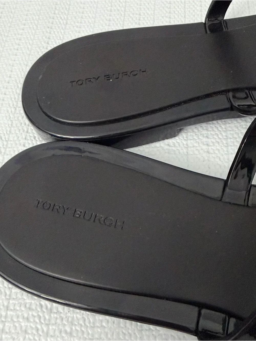 Tory Burch Roxanne Jelly Sandals Womens Size 10 M Black Gold Logo